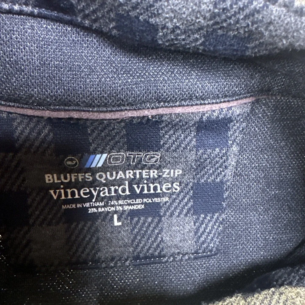 Vineyard Vines OTG Bluffs Pullover 1/4 Zip Men Large Quarter Preppy Plaid Buffal